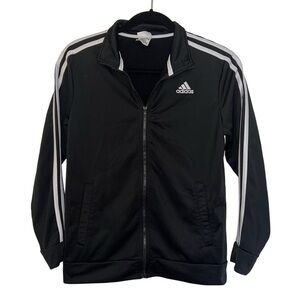 Adidas Big Kids Black Track Jacket with White Stripes Size 14/16